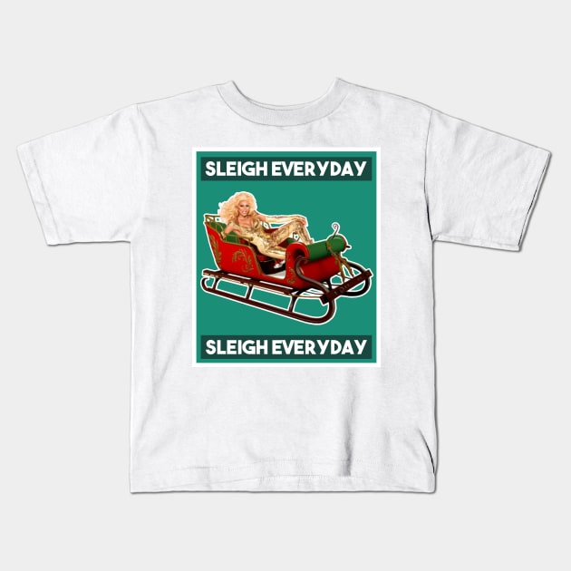 Sleigh Everyday RuPaul Christmas Knit Kids T-Shirt by Angel arts